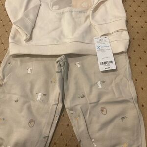 Carters Every Bunnu Loves Me Cream Shirt and Pant Set- 12M NWT